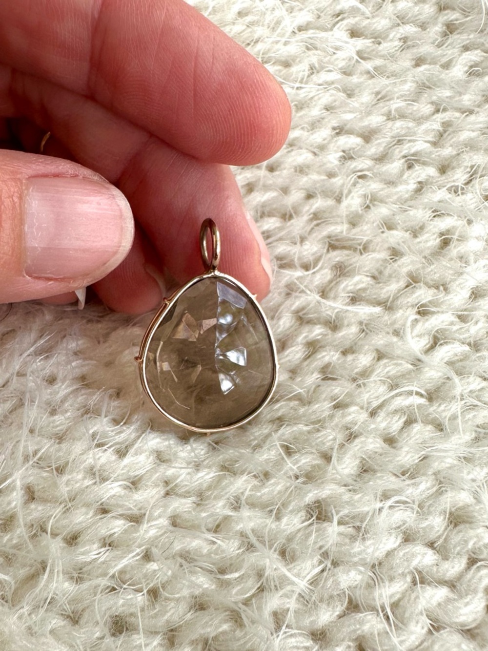 HEATHER MOORE Harriet Stone Smoky Quartz 14K Pendant in Rose Gold Frame
